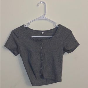 Grey button down shirt